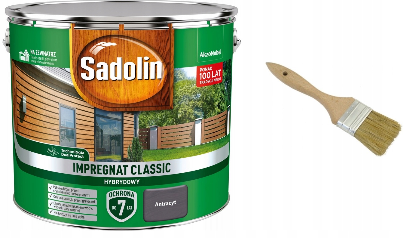 

Impregnat Sadolin Classic- antracyt, 9l Pędzel