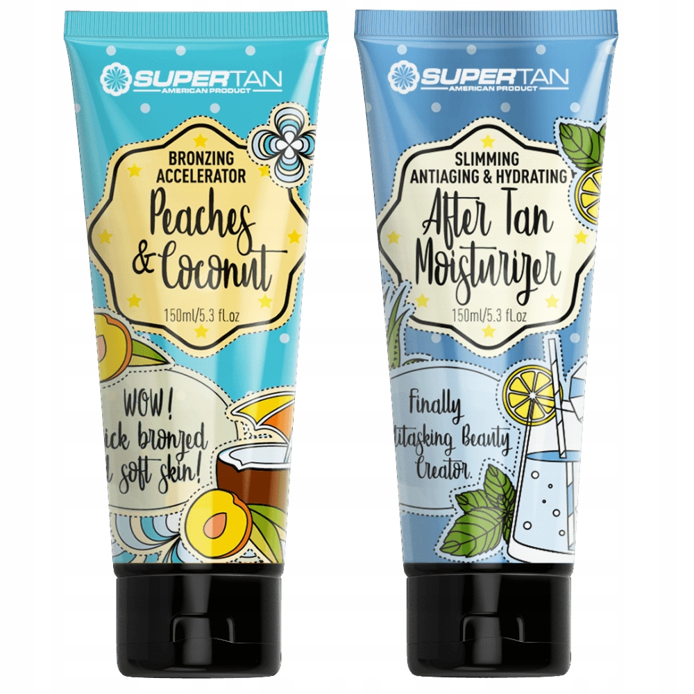 SUPERTAN PEACHES & COCONUT 1x 150ml BRONZER Z PRZYSPIESZACZEM +GRATIS 150ml