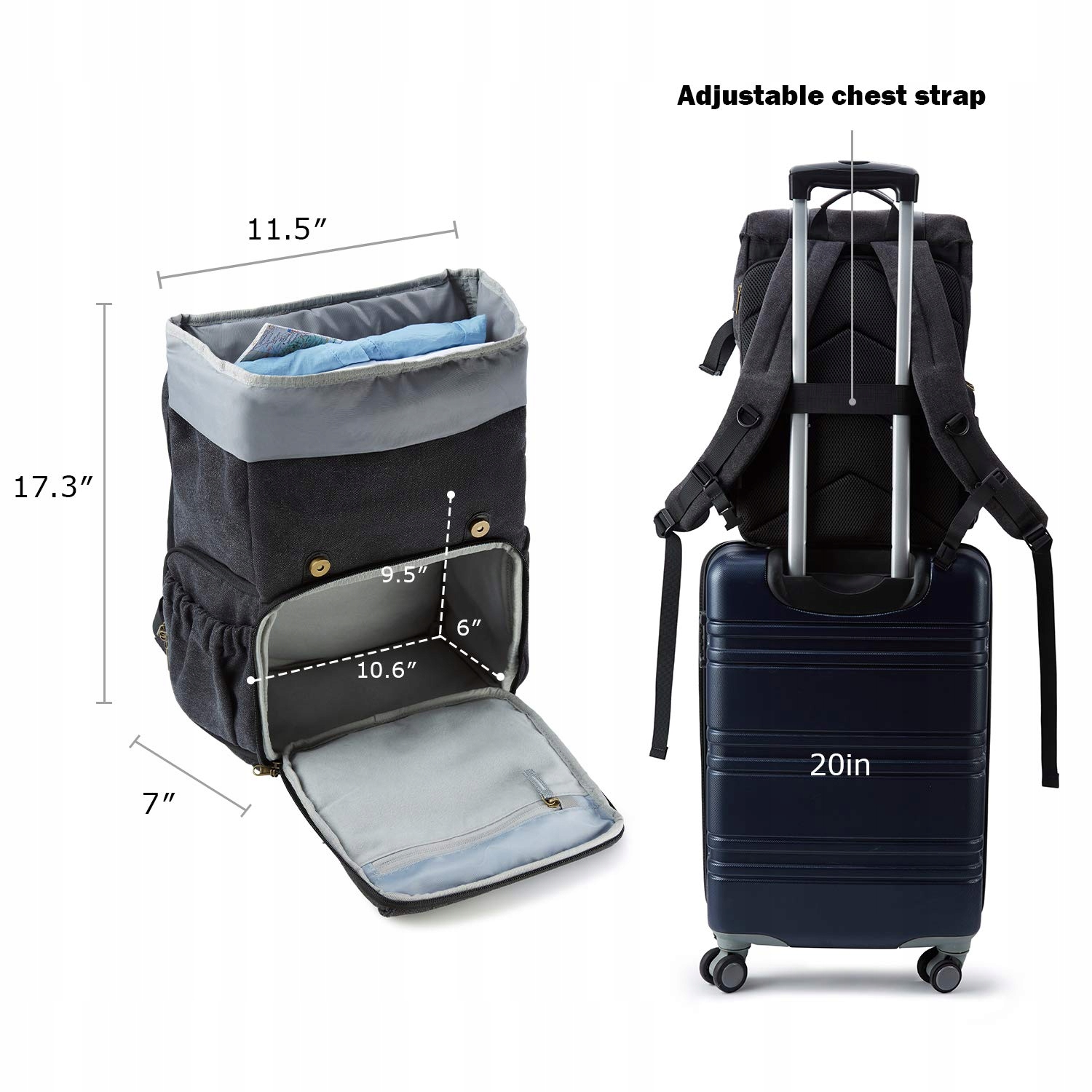 BAGSMART Plecak Na Aparat DSLR Wodoodporny Na Laptop 15 Cali Czarny — miniatura 6