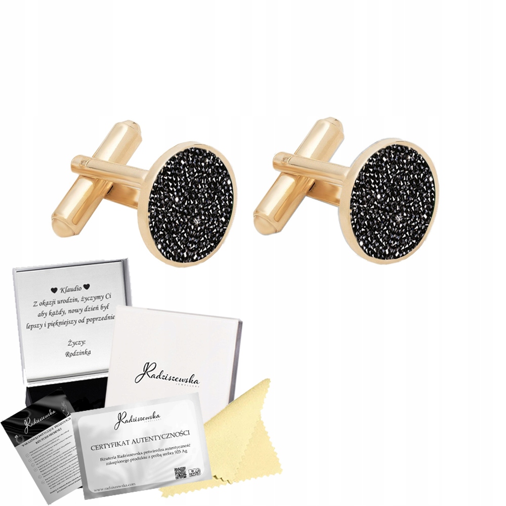Zlaté manžetové knoflíčky pro tatínka Stříbrné krystaly Dárek 925 Přání