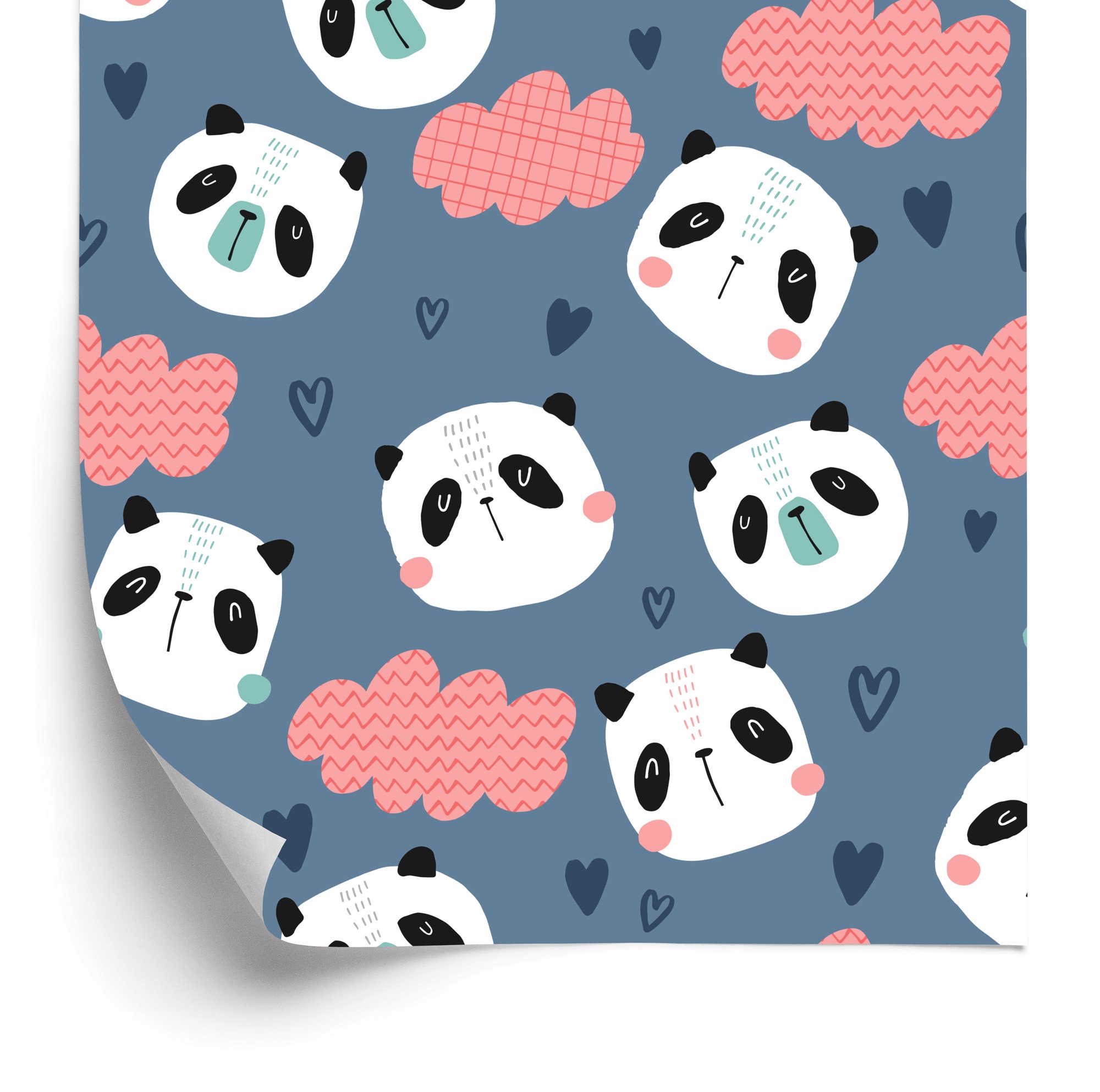 Tapeta Pandy so srdiečkami v pozadí 50 x 1000 cm