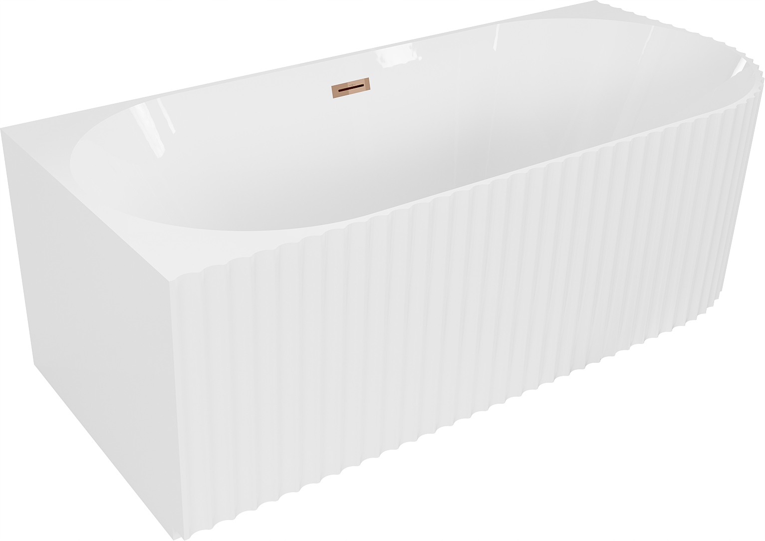 Mexen Gia volně stojící rohová vana s rýhováním levá 170 x 80 cm, bílý lesk