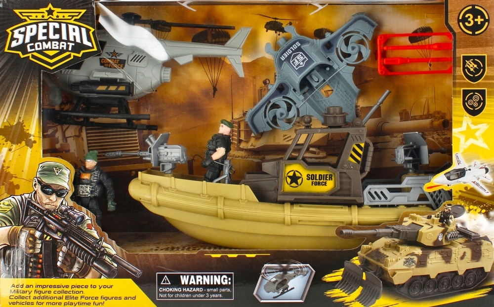 łódź Wojskowa Z Helikopterem I Z Akcesoriami