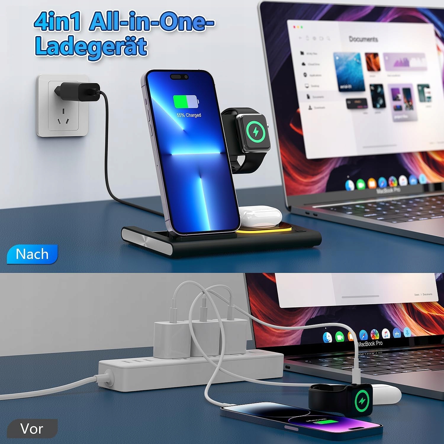 Jeenek Ładowarka 4w1 Stacja Ładowania Bezprzewodowa Dla Apple — miniatura 6