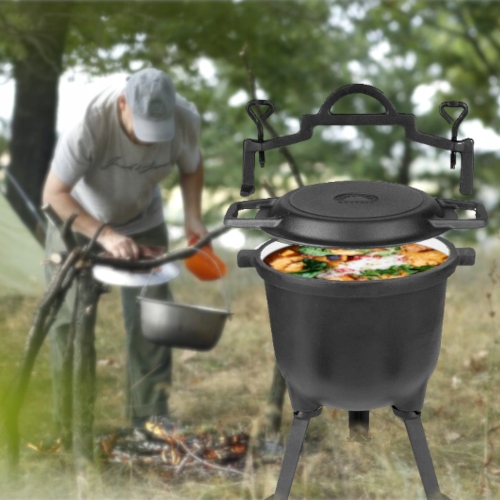 Kociołek myśliwski EMALIOWANY GARNEK 2w1 z pokrywą grilową 11L MK206 GRATIS Producent Rossner