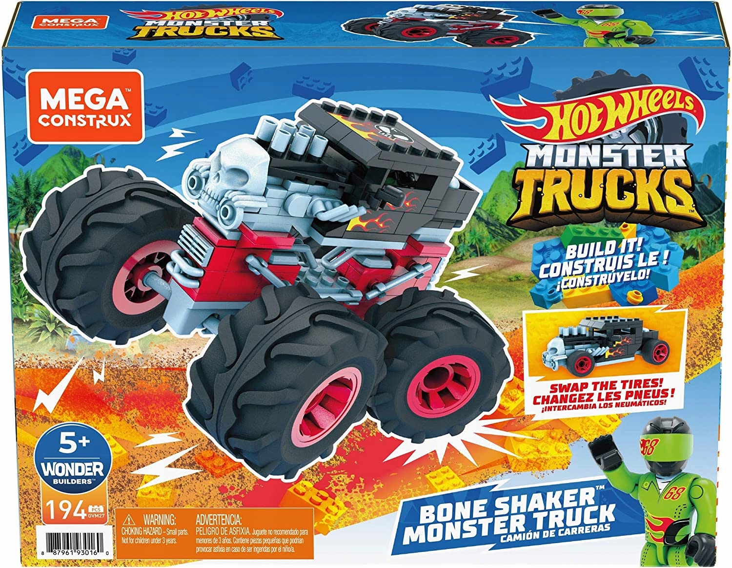 MEGA CONSTRUX HOT WHEELS MONSTER TRUCK BONE SHAKER Kod producenta GVM27