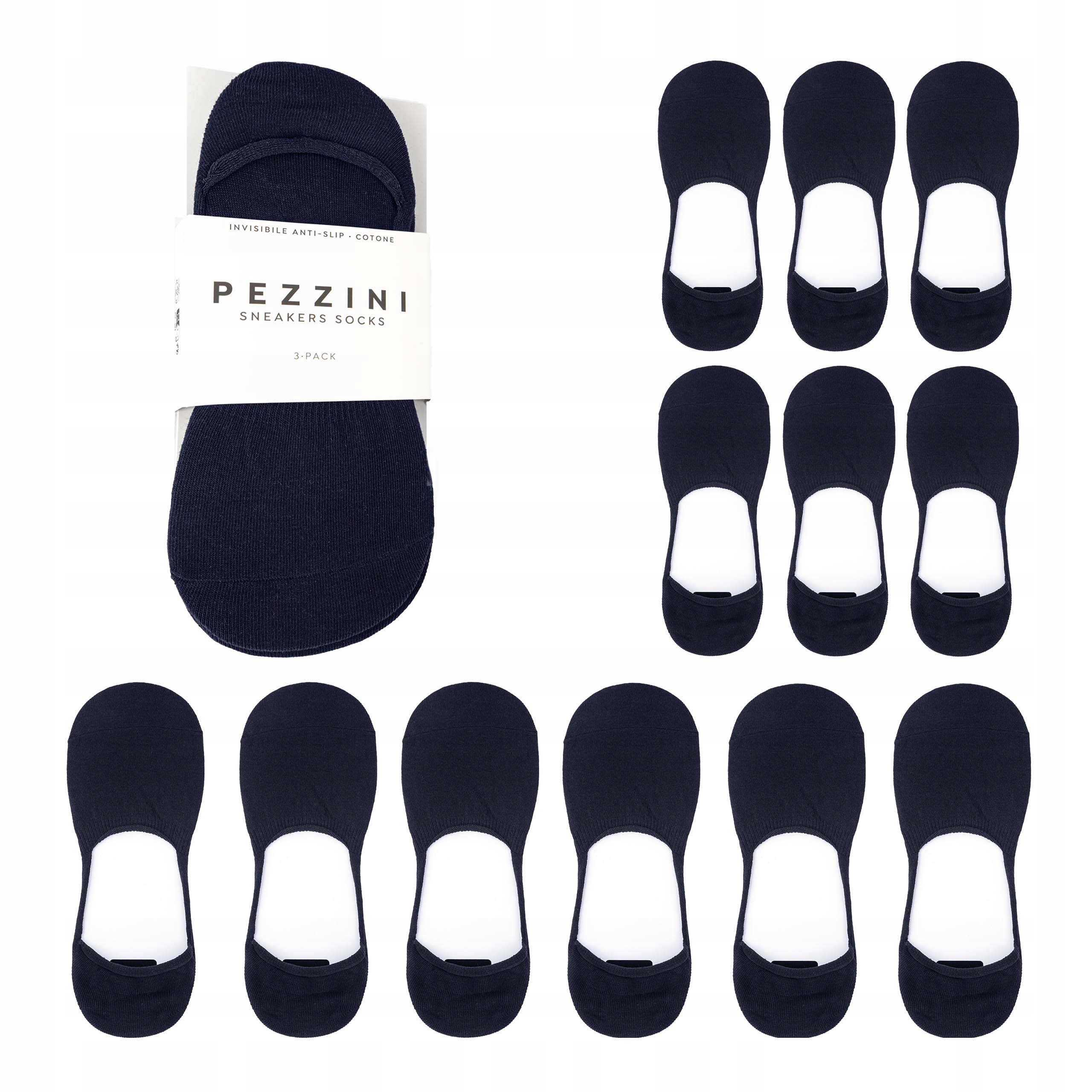 Ponožky kotníkové ponožky bavlněné 35-38 12pack Silikon tmavě modré Pezzini