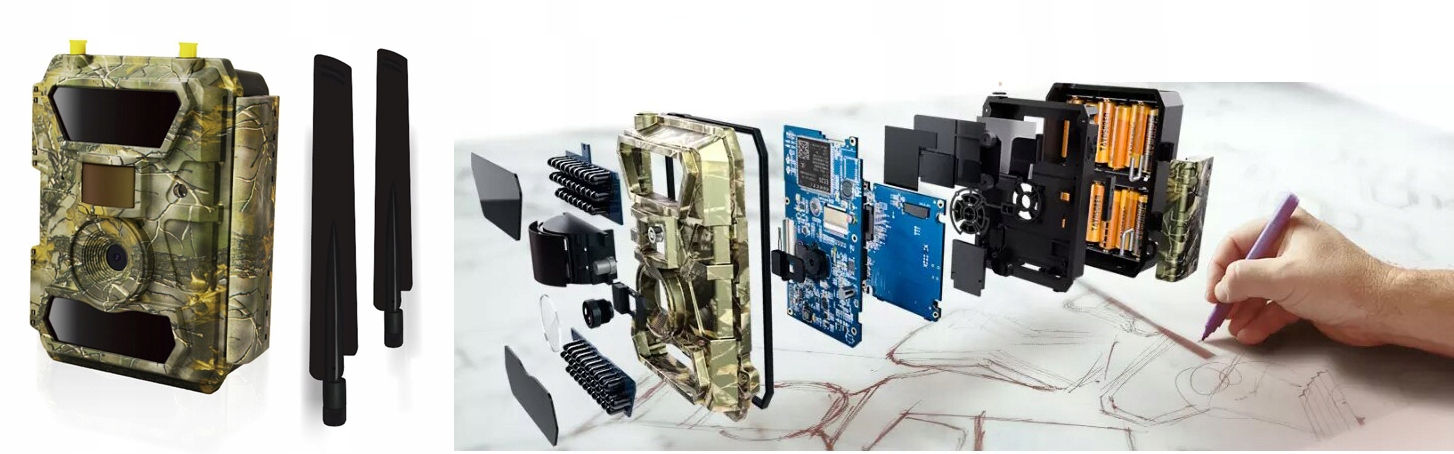 Kamera Leśna FOTOPUŁAPKA Myśliwska FHD GSM 4G LTE MMS wysyła FILMY Menu PL Komunikacja GPS