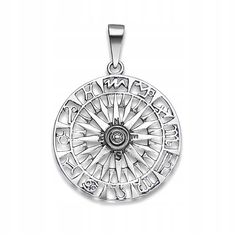 Přívěsek Stříbrný Růže Větrů a Zvěrokruhu
