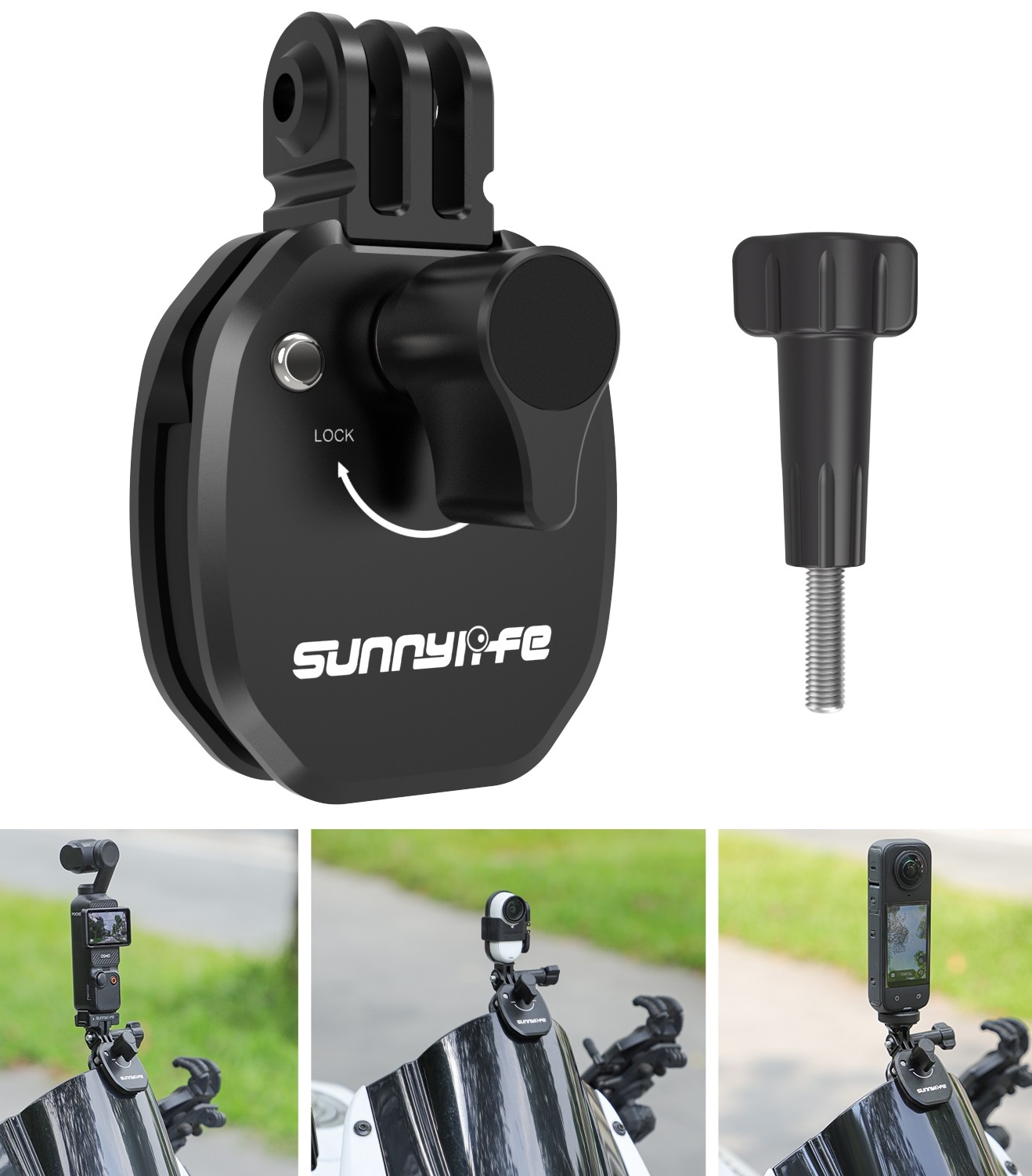 Uchwyt Mocowanie na Szybę Motor Motocykl do GoPro Sjcam Xiaomi Dji INSTA360