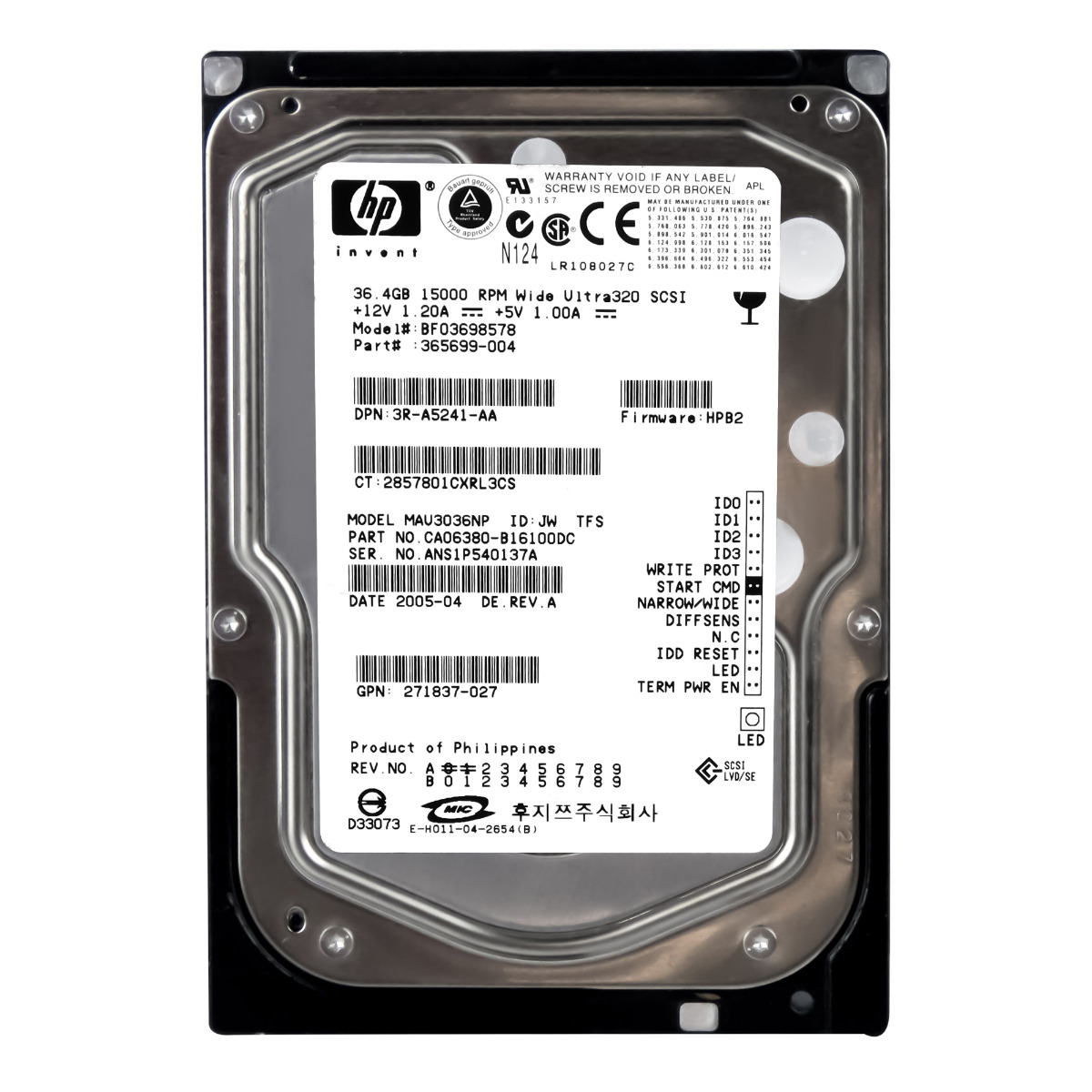 Hp 365699-004 36.4GB 15K 8MB Scsi U320 3.5'' BF03698578