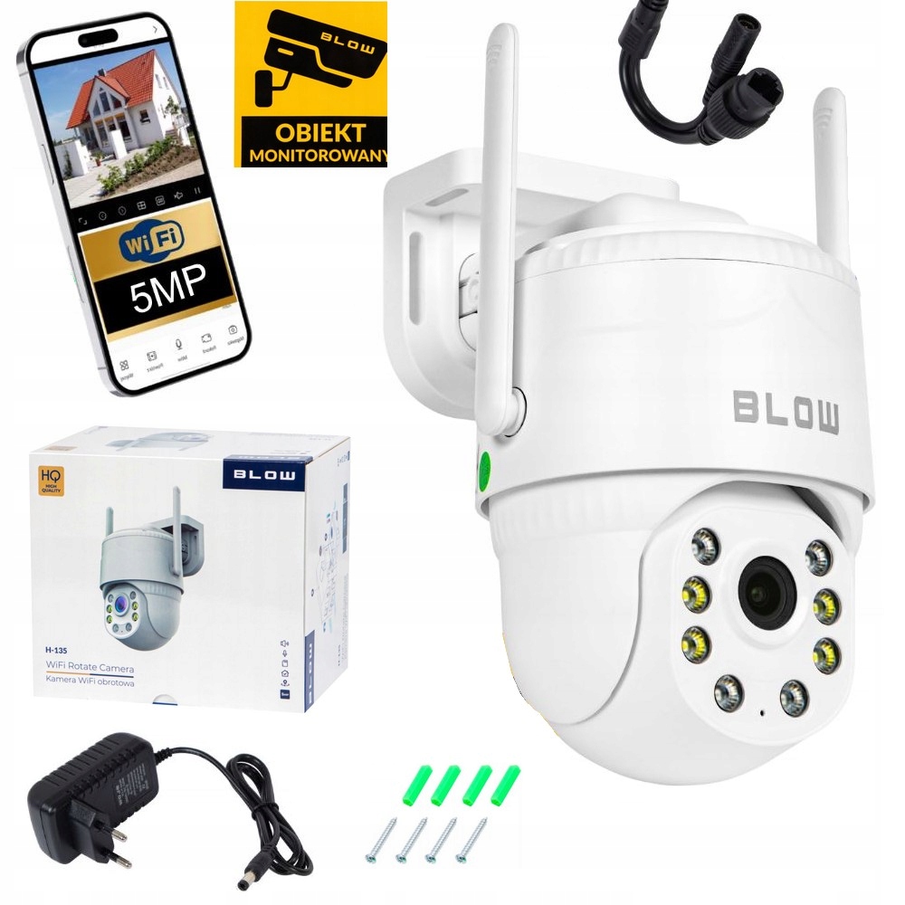 WiFi Ip Kamera Venkovní Otočná 5MPX Noční Režim 2,5K Ochrana Domu Sklad