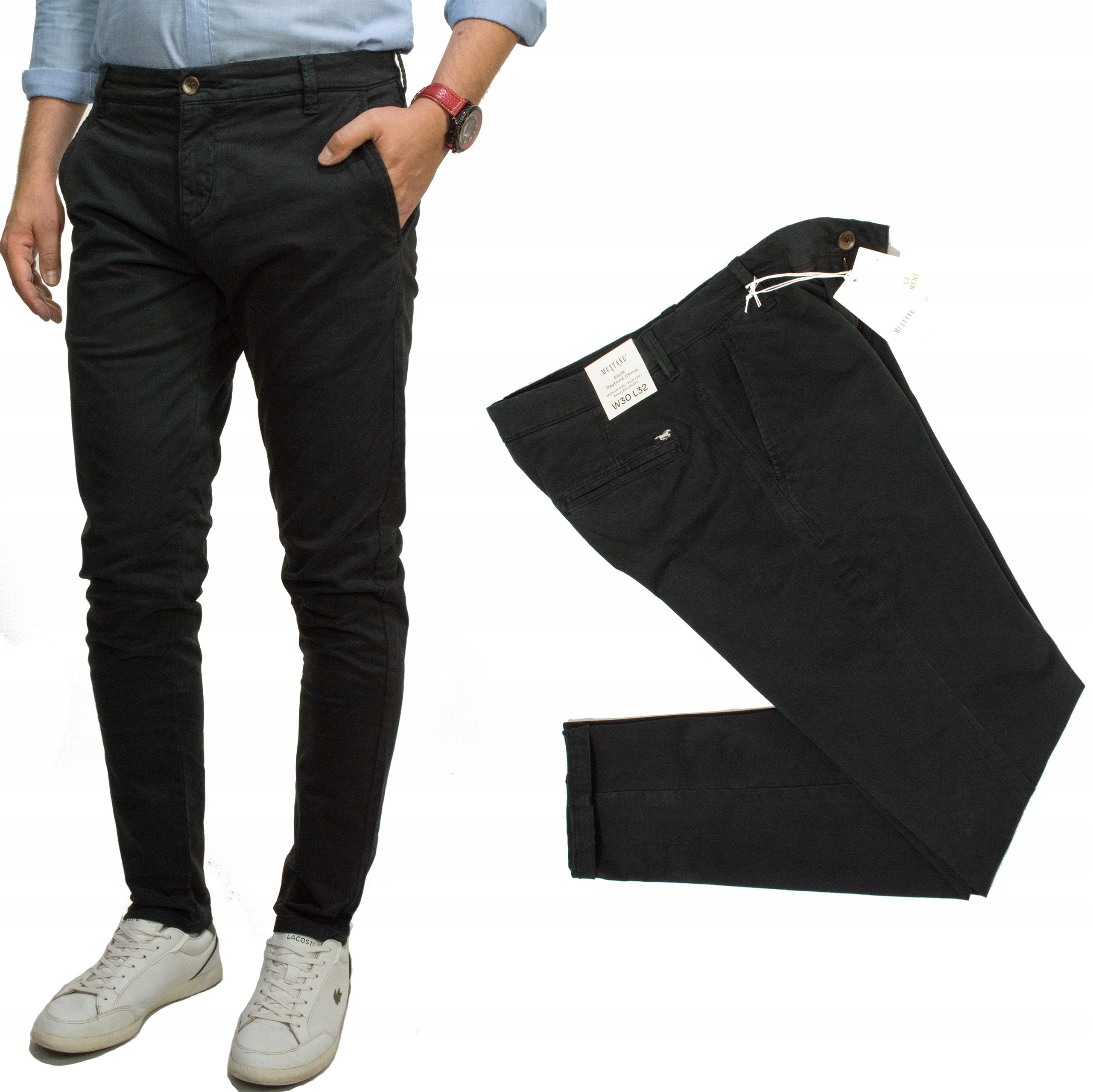 Mustang Daytona Chino Washed Black pánské látkové kalhoty slim W36 L30