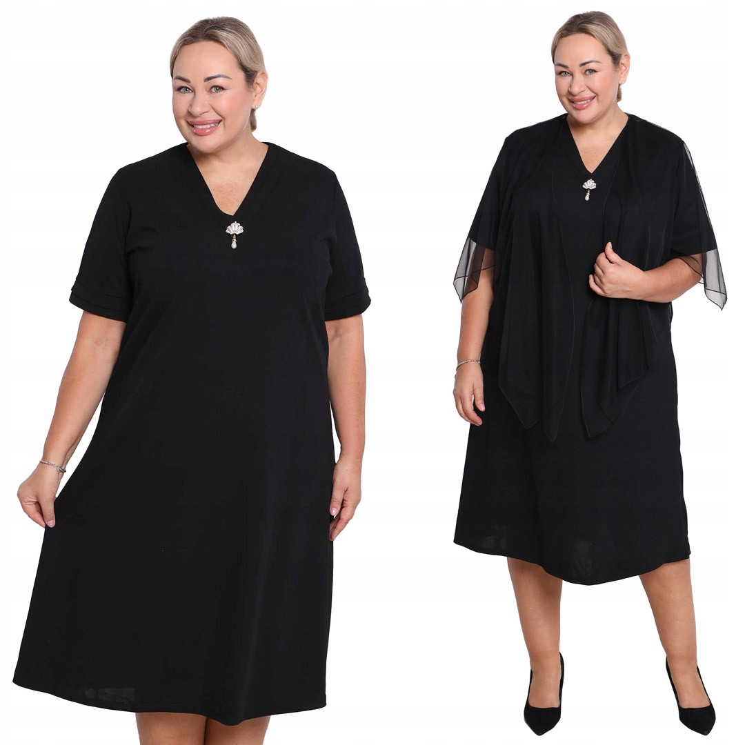 Černá šaty s broží 60/62