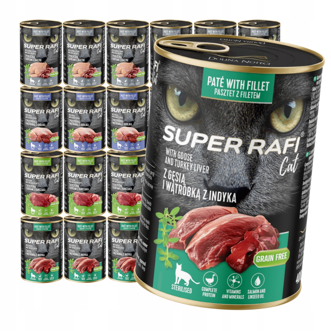 Rafi Cat 24x400g Bezobilné Vlhké Krmivo pro kočky Mix Chutí