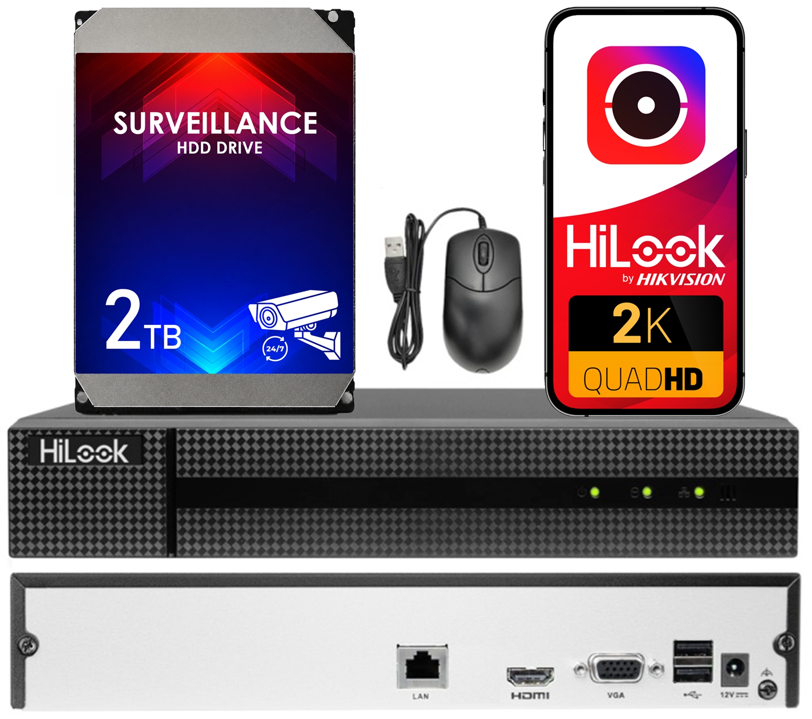 Ip rekordér pro monitorování až 6MPx NVR-108MH-D Disk 2TB Hilook Hikvision