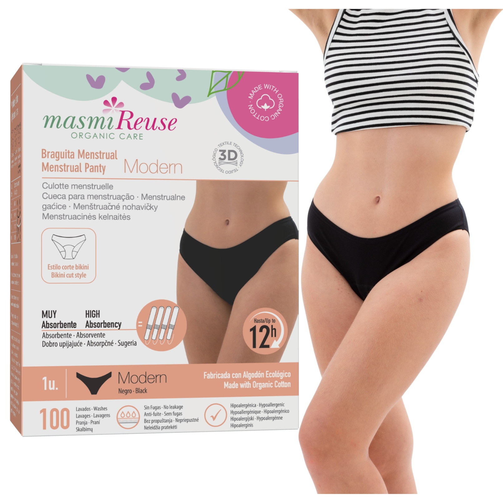 Masmi Majtki menstruacyjne Modern niski stan, rozmiar M