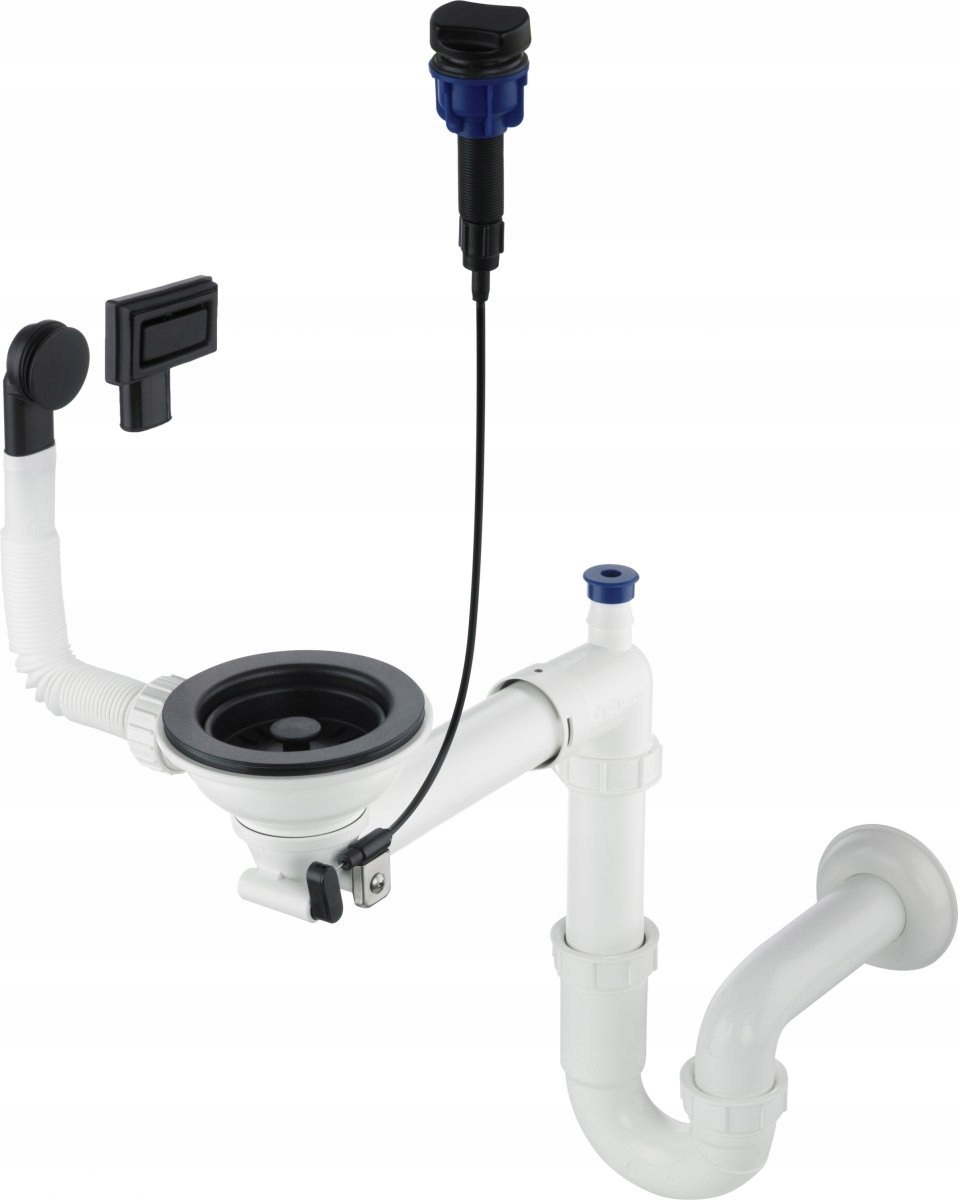 Sifon Space Saver Černý Mat pro 1-komorové granitové dřezy