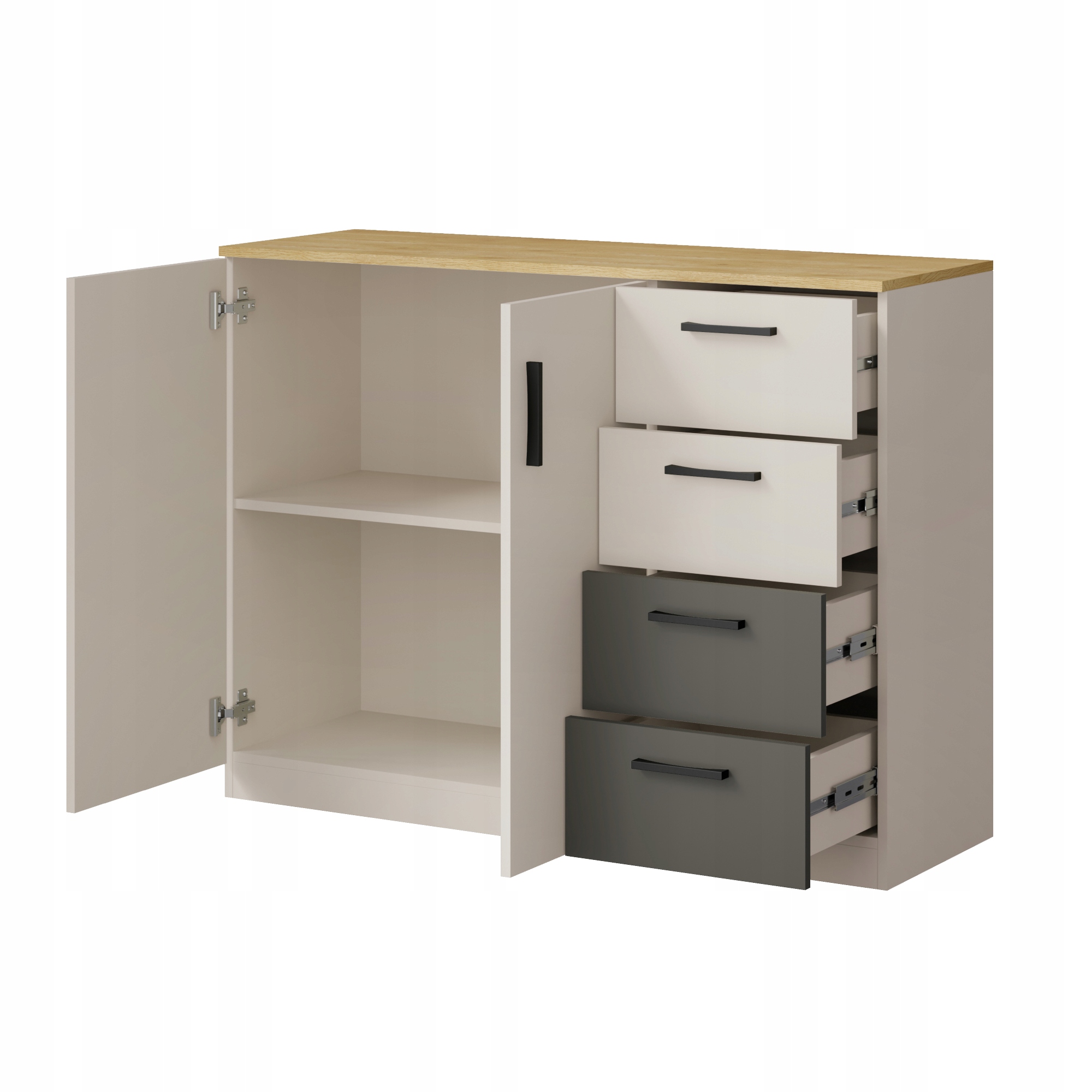 Komoda młodzieżowa z szufladami Billz 2D4S 120 Kaszmir/Dąb Cremona