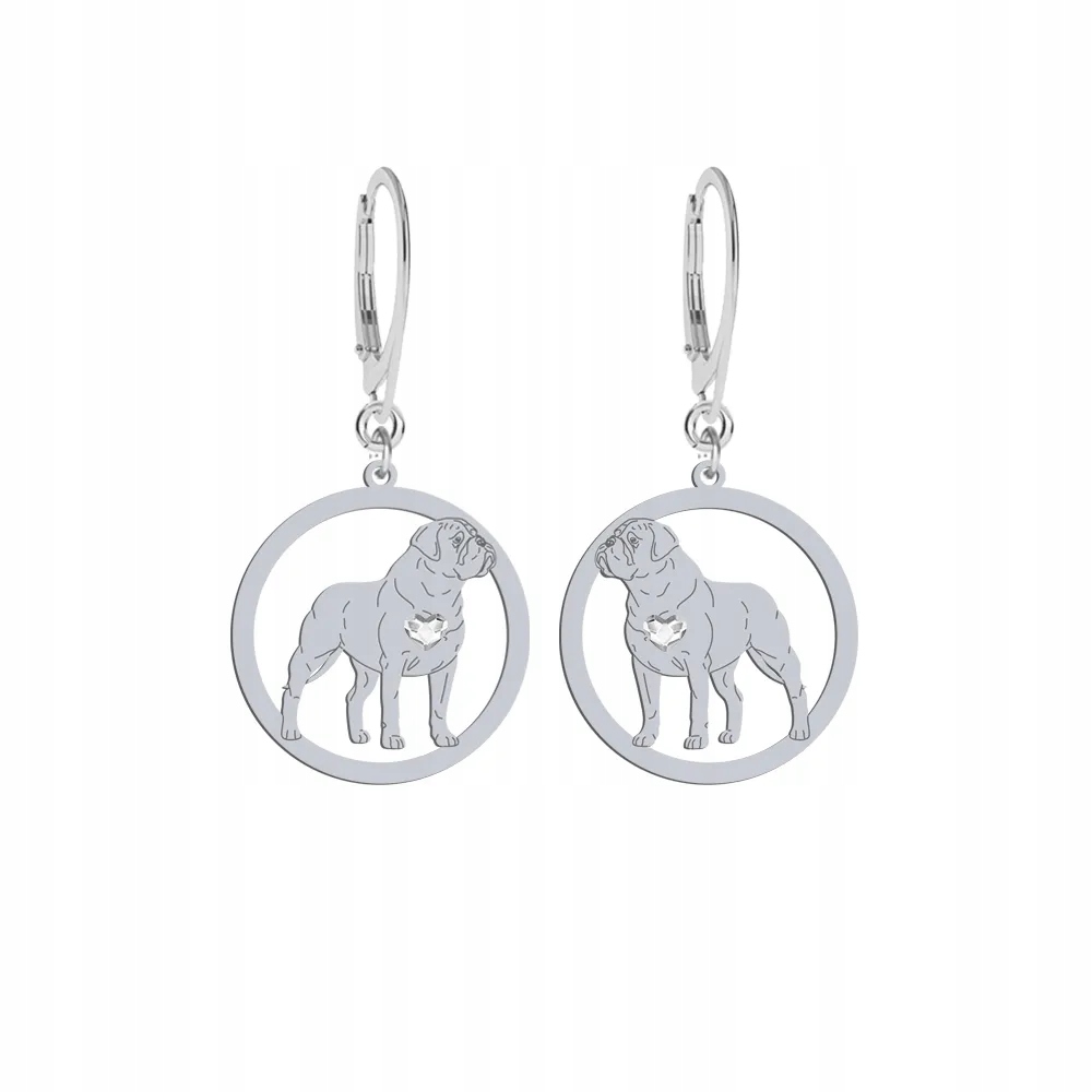 Stříbrné Náušnice se psem plemene Bullmastiff 925 Šperky Dárek Gravírování