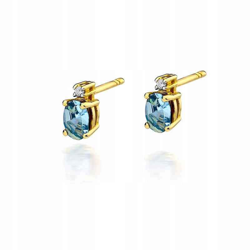 

Złote Kolczyki 585 Brylanty 0,03ct Topaz 1,00ct