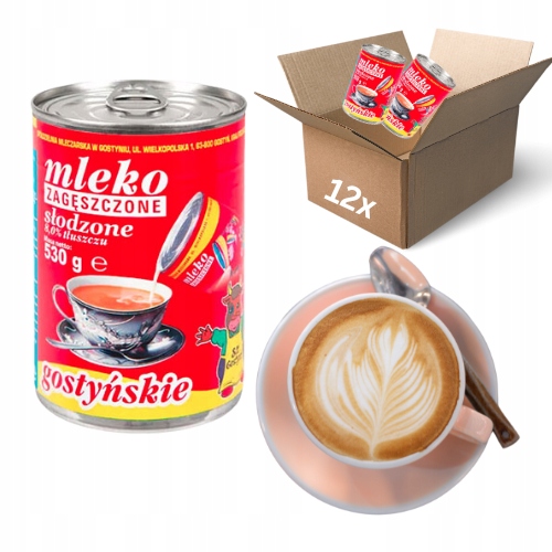 Levně 12 x Gostyňské slazené zahuštěné mléko 8% Sm Gostyń 500 ml na dezerty