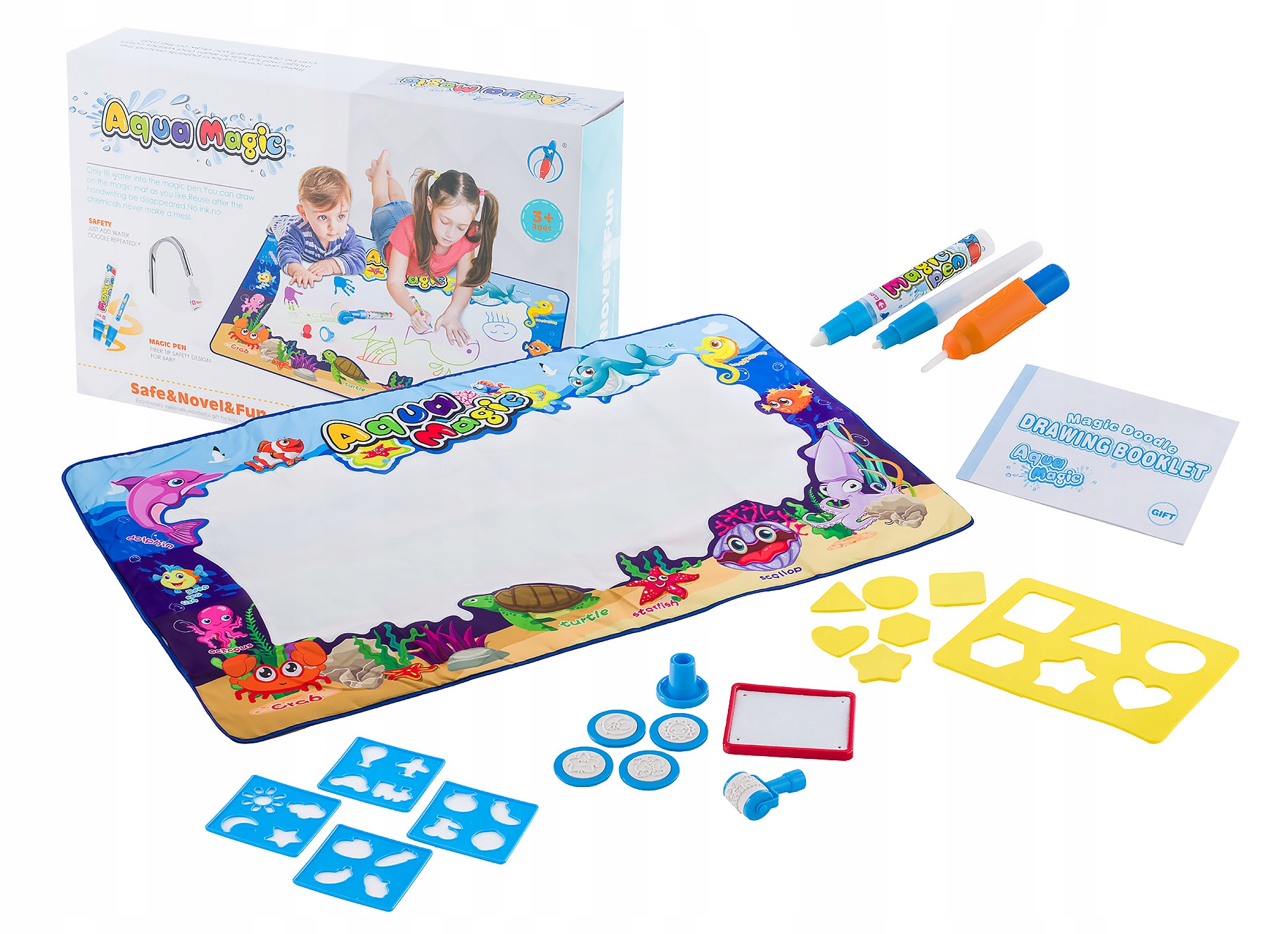 Mata wodna mazaki pieczątki do malowania wodą edukacyjna XXL 150cm x 90cm Marka inna