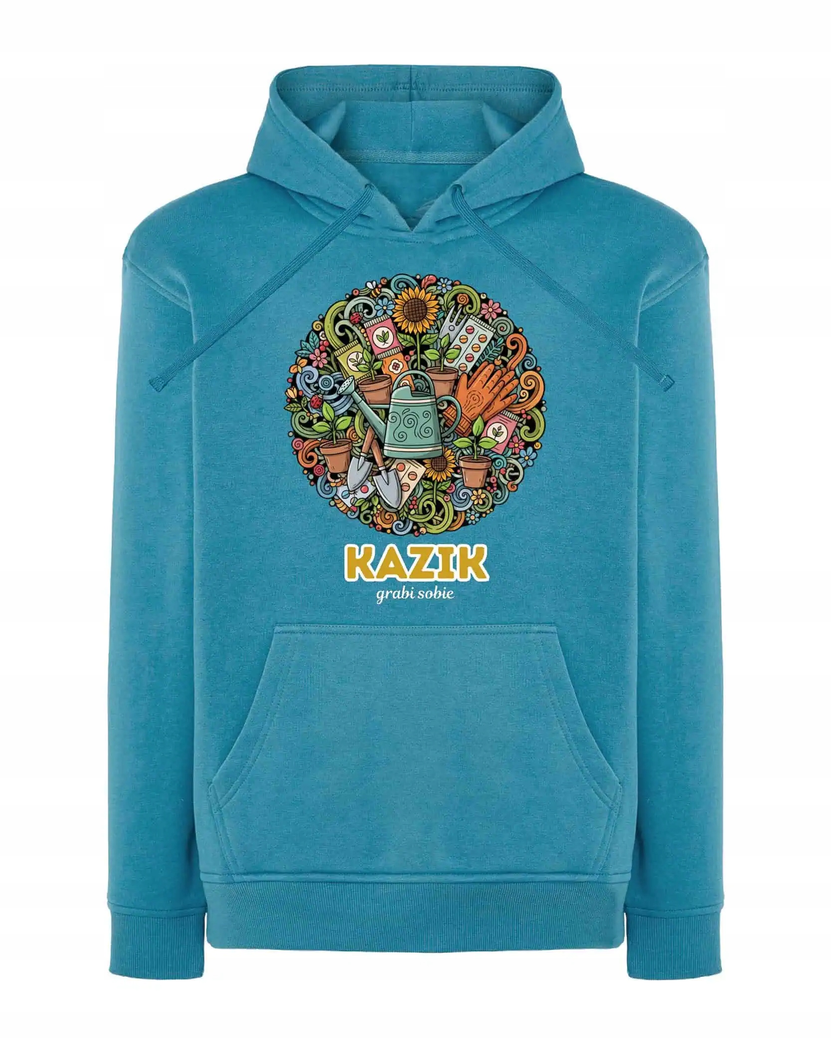 Mikina s kapucí Zahradník Personalizovaná Ilustrační Modrá XL