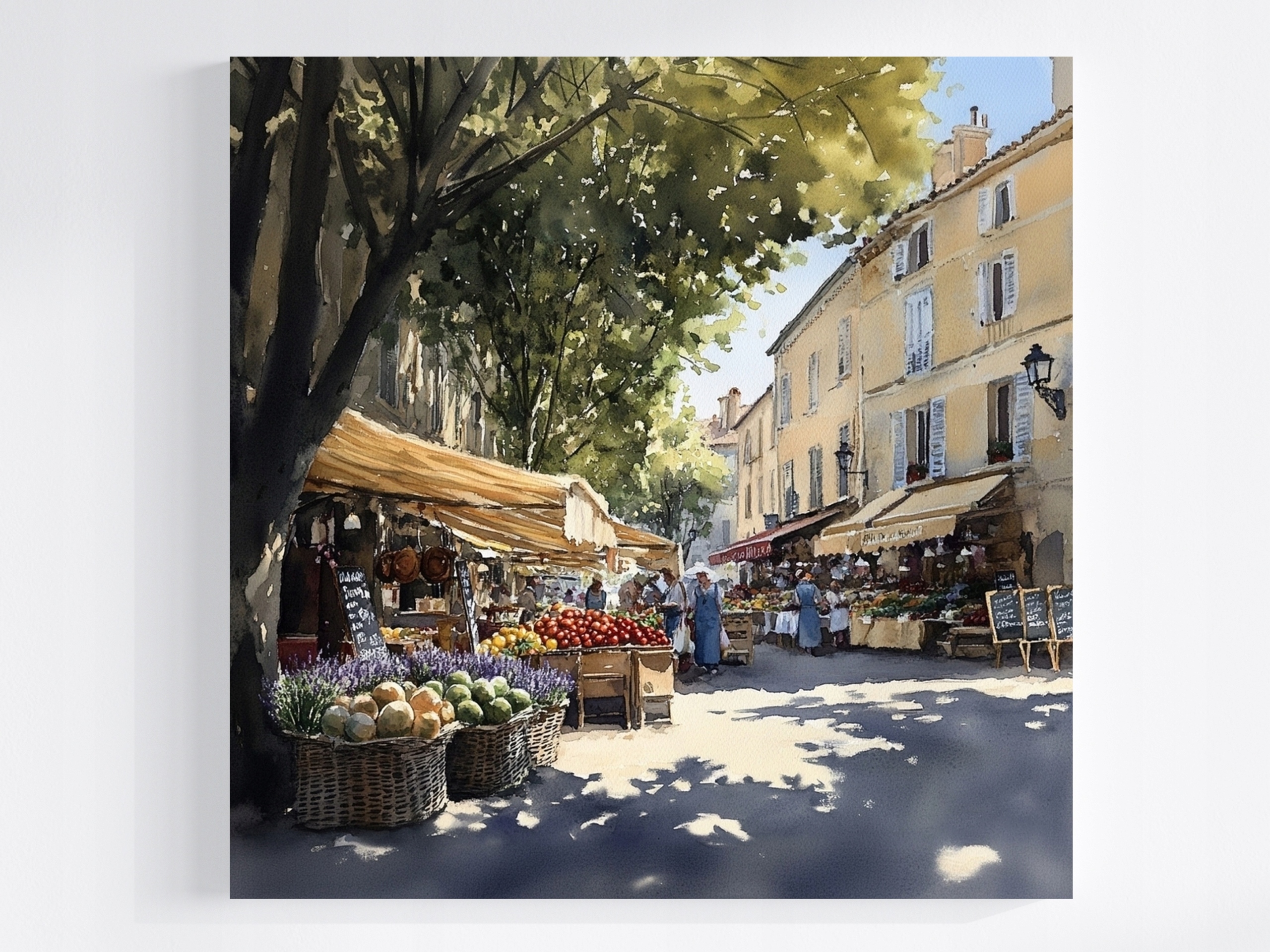 Obraz Na Plátně Canvas Akvarel Francie Provence Tržiště Náměstí 80x80