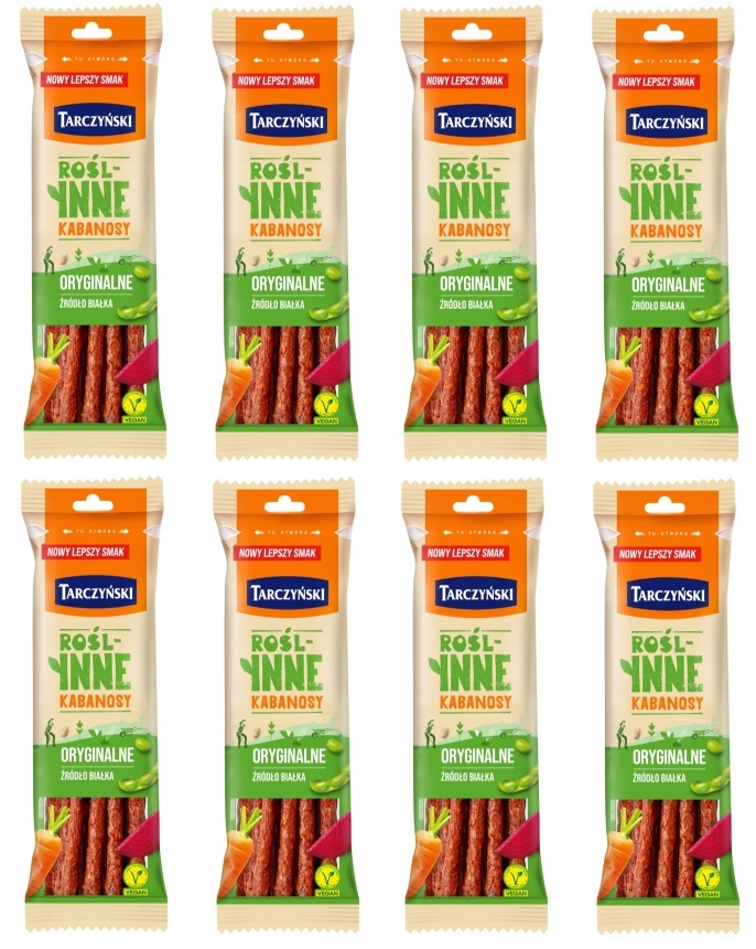 Levně 8x 90g Tarczyński Rostlinné kabanosy originální Karton
