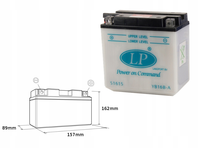 Landport Batéria YB16B-A (mb LB16B-A) 12V 16AH (160X90X158) Podpora