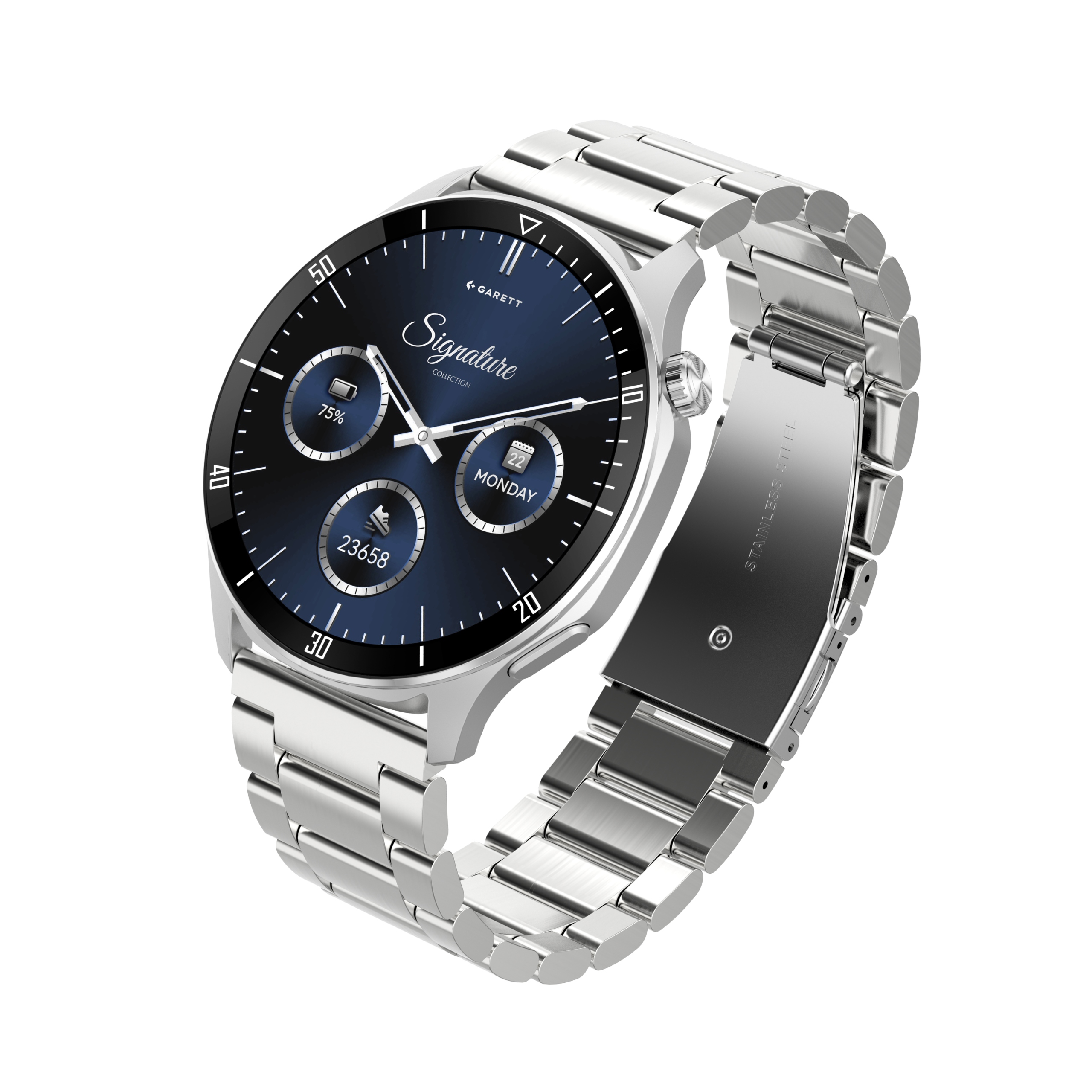 Smartwatch Garett Prime Srebrny Stal Amoled 1,43" Rozmowy Bluetooth IP68
