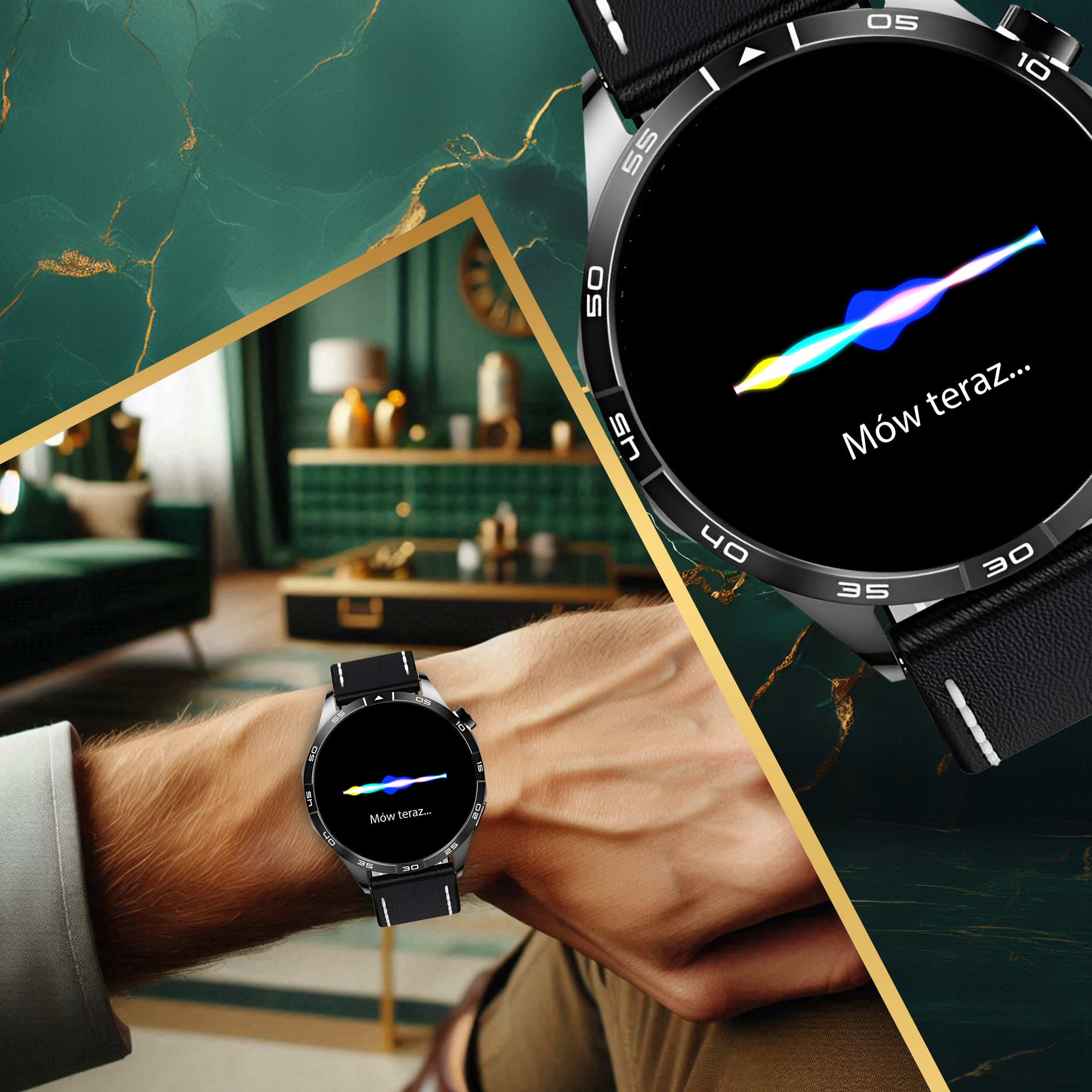 SMARTWATCH MĘSKI ZEGAREK POLSKIE MENU AMOLED 3 PASKI ROZMOWY SMART WATCH Model inny