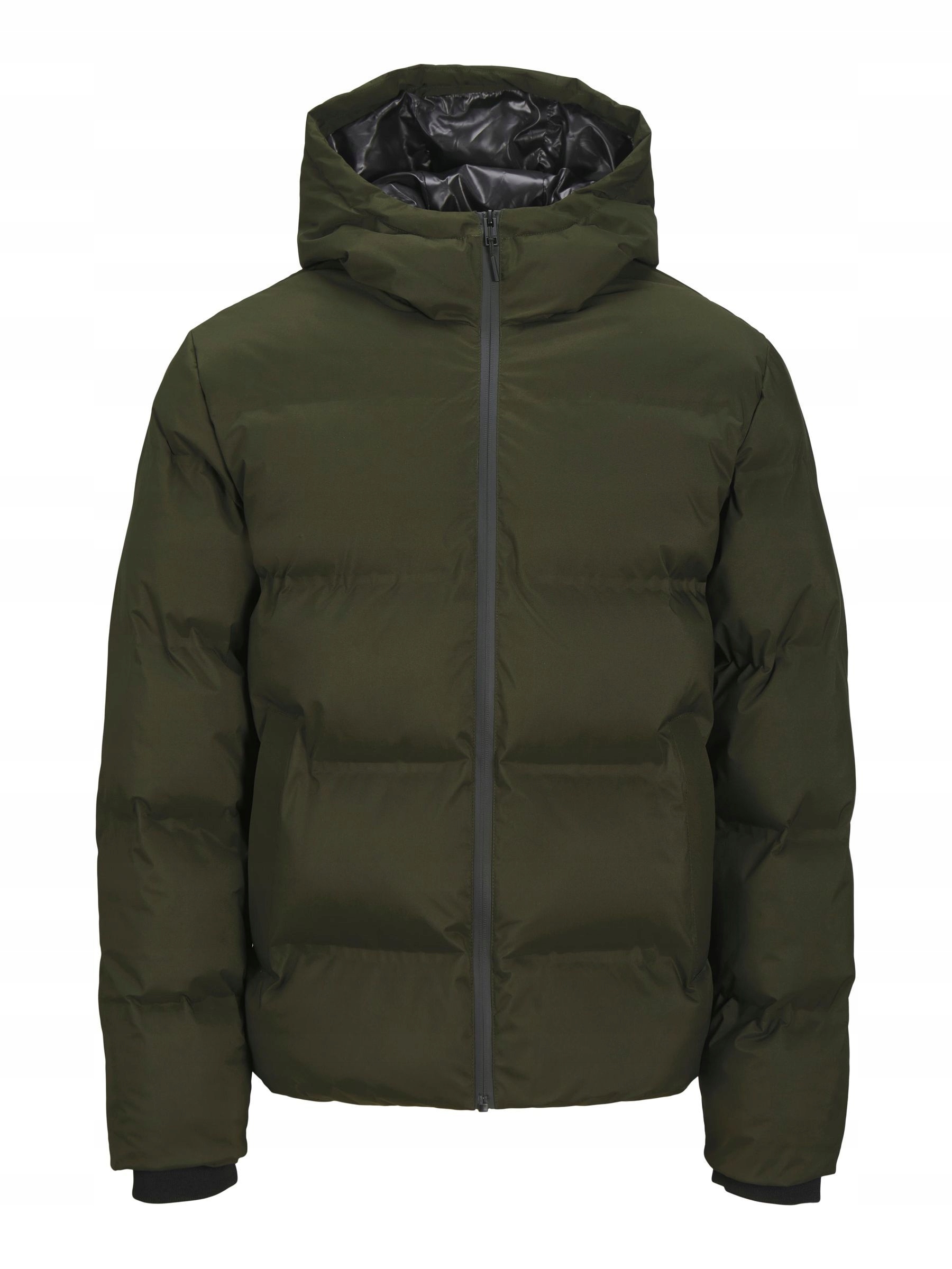 Jack & Jones 12282300 Pánská péřová bunda khaki tmavá zeleň s kapucí M