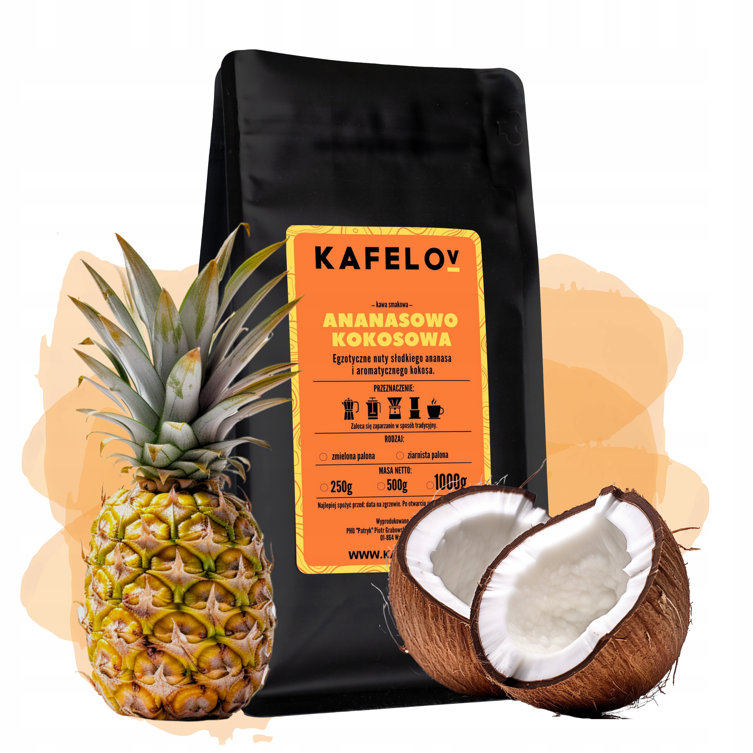 Levně Káva Kafelov Ananasovo-kokosová 1000 g mletá