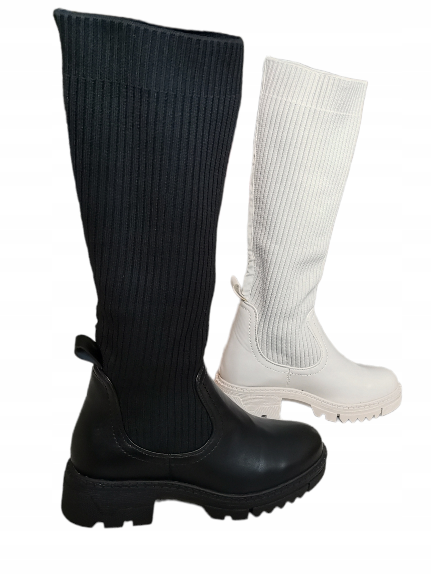 BEŻOWE KOZAKI DAMSKIE Z ELASTYCZNĄ CHOLEWKĄ 40 Długość wkładki 25.5 cm