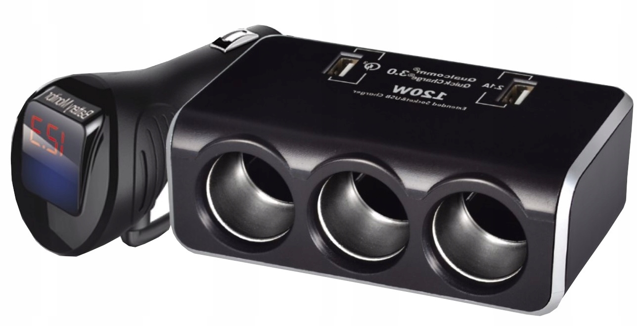 

Rozdzielacz Ładowarka Woltomierz 12-24V 120W QC3.0