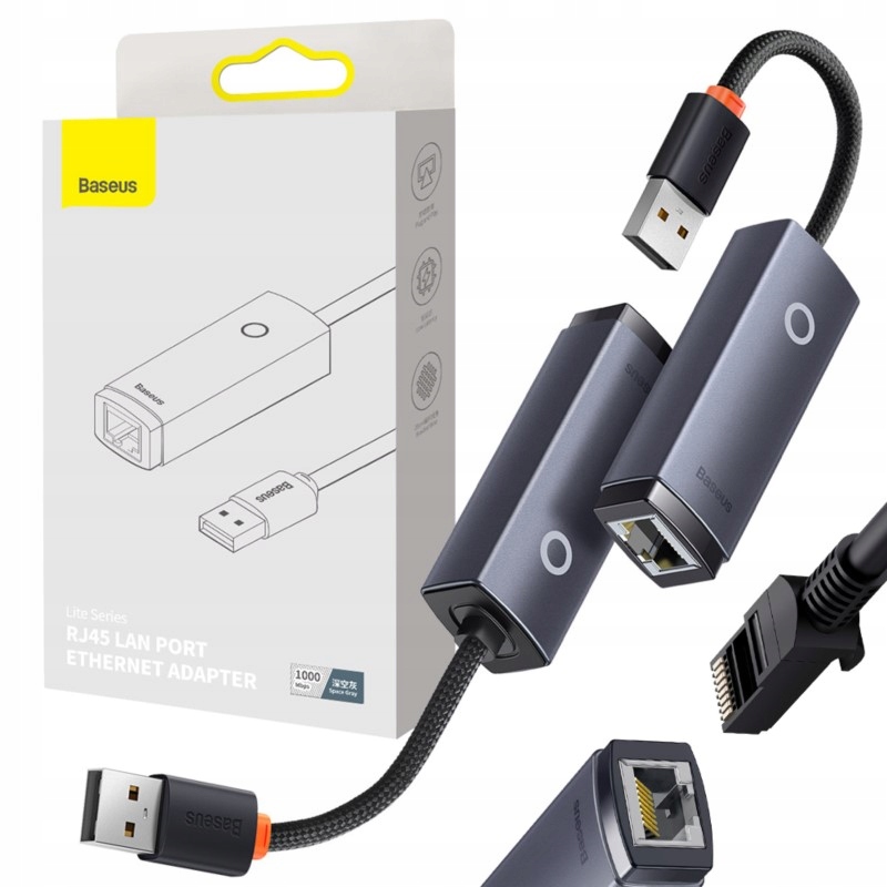 

Baseus Adapter Karta Sieciowa Lan Usb RJ45 100MB