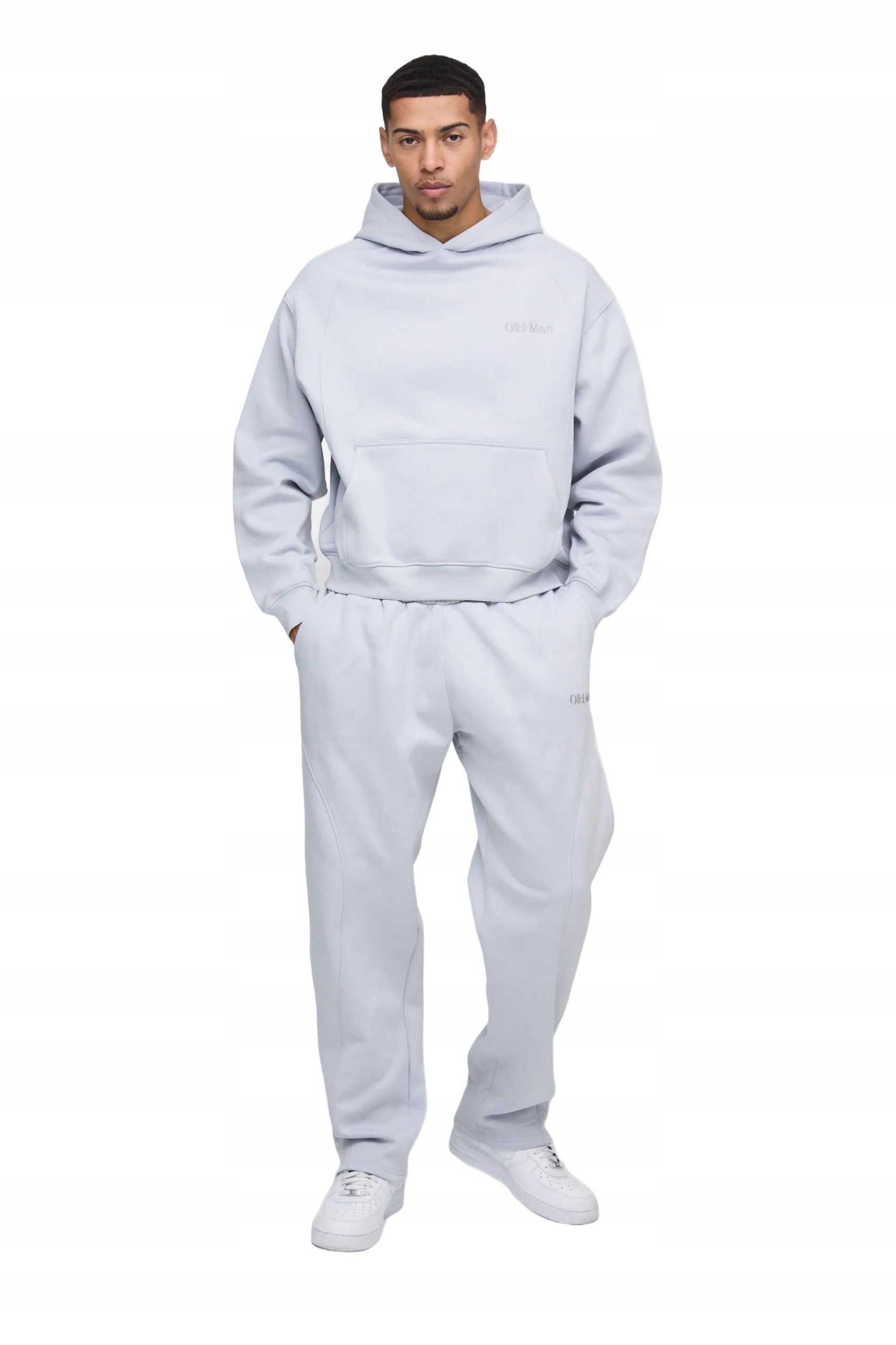 Boohooman Pánský Teplákovka Komplet S Kapucí Dlouhý Rukáv Světle Šedý M Z3A