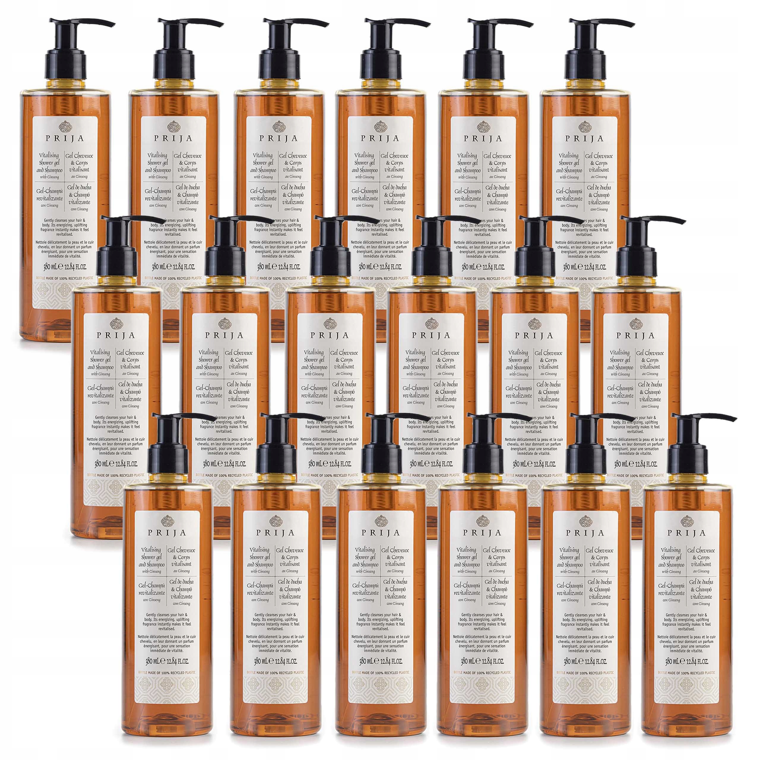 Prija Šampon na vlasy Sprchový Gel do koupele 2v1 ženšen 18x380 ml