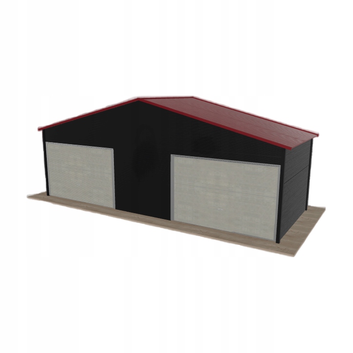 Plechová garáž 8x3 m dvoupolohová, dvoupolohová, černá