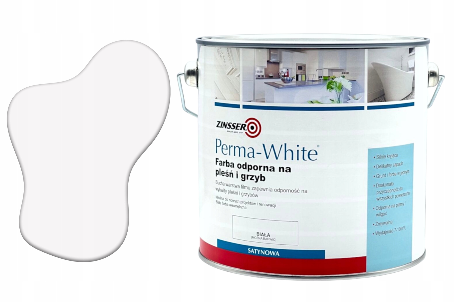 Farba chrániaca pred plesňami Perma White 2,5 l Biela saténová Zinsser