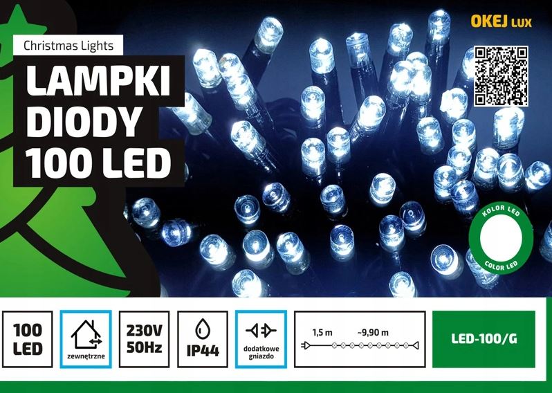 

Lampki światełka Led 100 zimne zewnętrzne Okej Lux