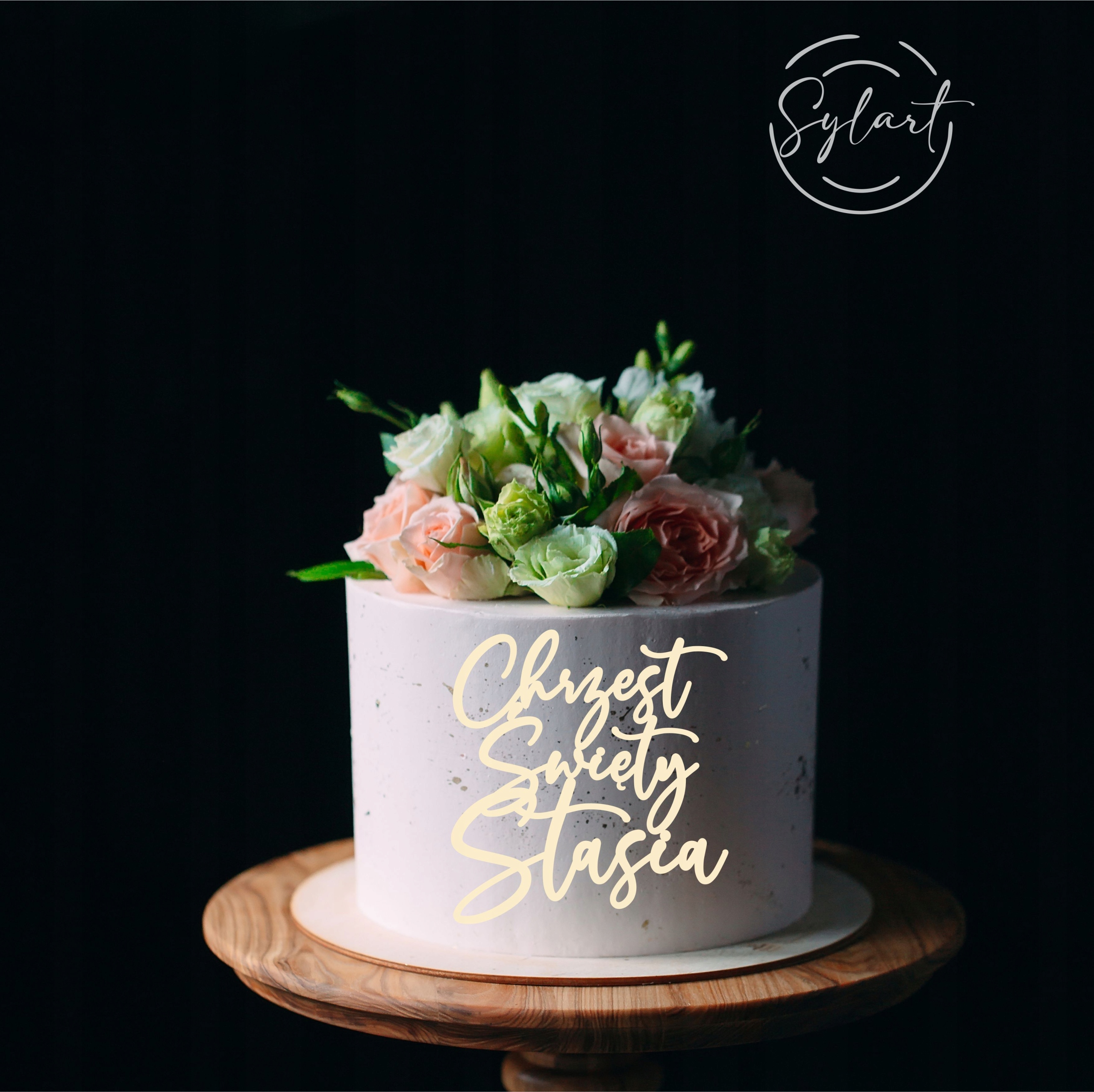 

Topper Na Bok Tortu Chrzest Święty Imię Lustro