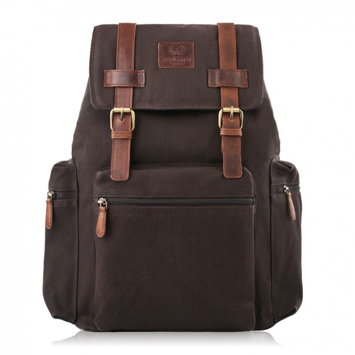 Plecak męski na laptopa skórzany canvas duży podróżny szkolny młodzieżowy