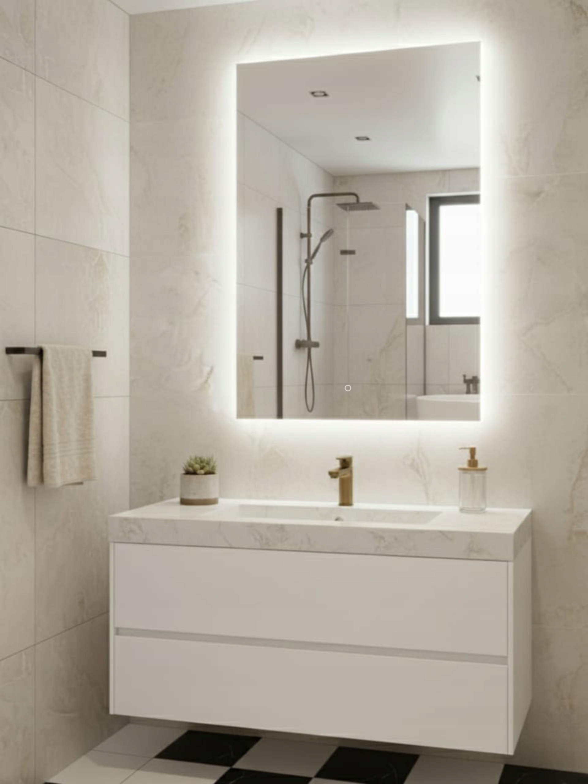 Led zrkadlo Horizon Zapnuté 60x60 |Teplé Biela 3000k vyrobené v Pl