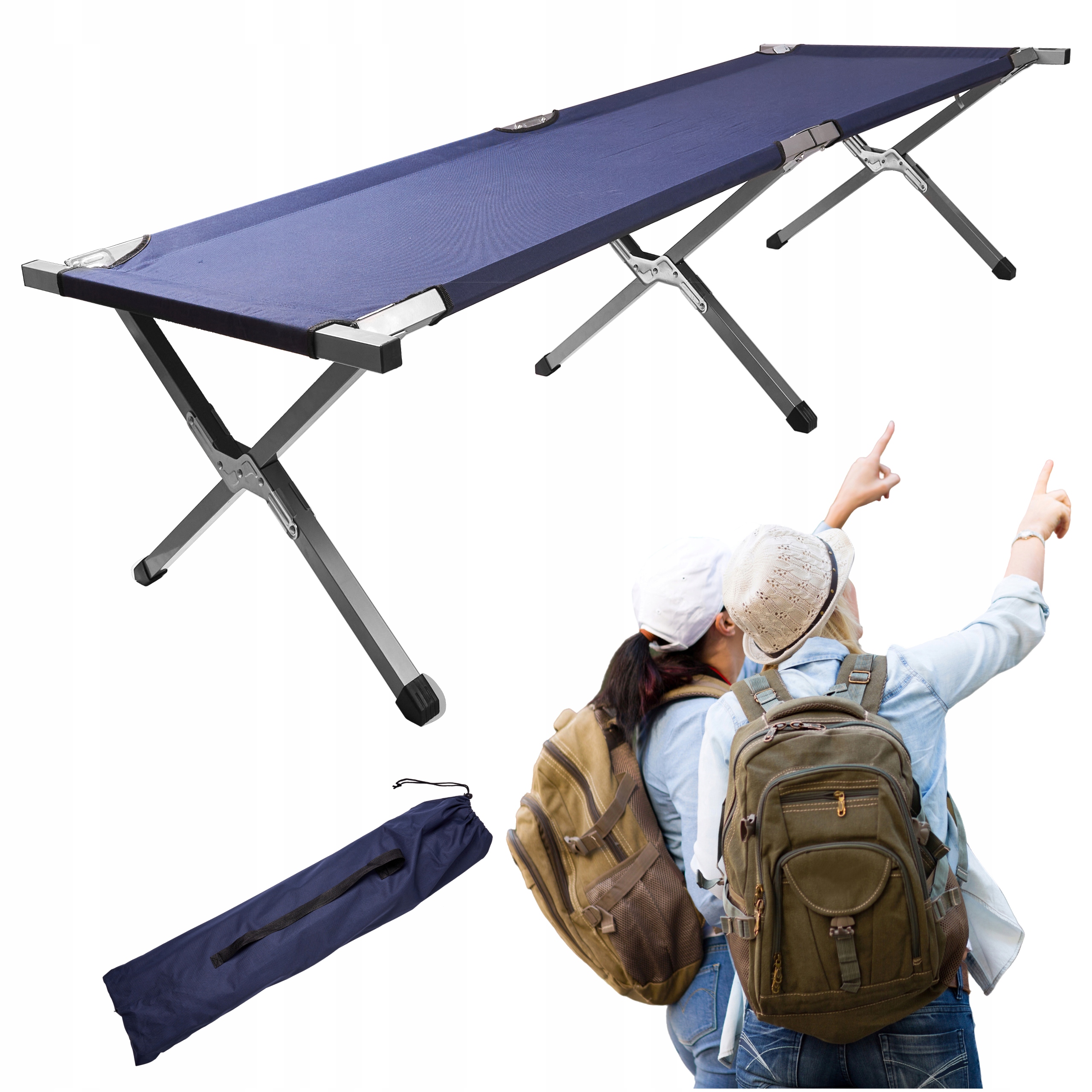 Łóżko Turystyczne Polowe Kempingowe Składane Kanadayjka Wytrzymałe 150 Kg