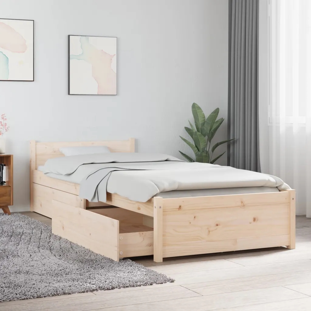 Rám postele se zásuvkami 75 x 190 cm Small Single Hnědá 3103473