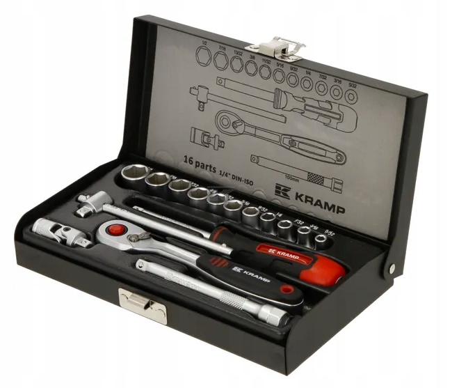 Zestaw kluczy nasadowych 1/4" 16 elementów