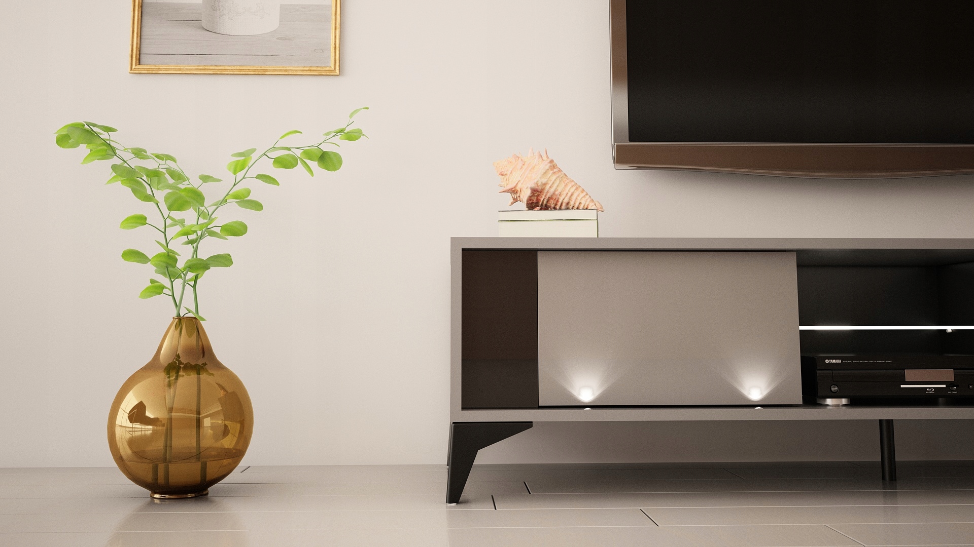 SZAFKA RTV 160 EVEL02 SZARY MAT SZARY POLYSK+LED Marka inna